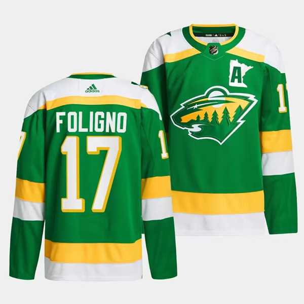 Mens Minnesota Wild #17 Marcus Foligno Green 2023-24 Stitched Jersey Dzhi->->NHL Jersey
